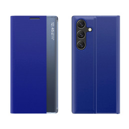 Naujas Sleep View dėklas su atvartu ir stovu Samsung Galaxy A35 - mėlynas
