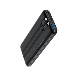Choetech B654 10000mAh 22,5W USB-A / USB-C / mikro USB maitinimo blokas su įmontuotu USB-C / Lightning kabelis - juodas