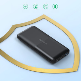 Choetech B654 10000mAh 22,5W USB-A / USB-C / mikro USB maitinimo blokas su įmontuotu USB-C / Lightning kabelis - juodas