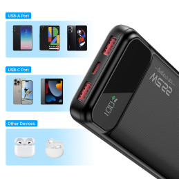 Choetech B728 Powerbank 10000mAh 22,5W PD USB-A / USB-C - juoda