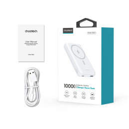 Choetech B663 10000mAh 20W MagSafe USB-A / USB-C Powerbank - balta