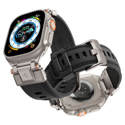 Spigen Durapro Armor PU dirželis, skirtas Apple Watch 4/ 5/ 6/ 7/ 8/ 9/ SE/ Ultra 1/ 2 (42 / 44 / 45 / 49 mm) – juodas