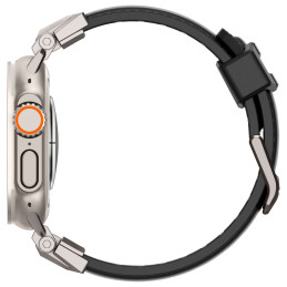 Spigen Durapro Armor PU dirželis, skirtas Apple Watch 4/ 5/ 6/ 7/ 8/ 9/ SE/ Ultra 1/ 2 (42 / 44 / 45 / 49 mm) – juodas