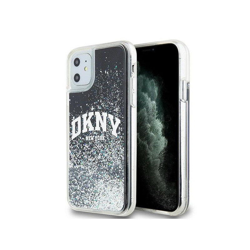 DKNY Liquid Glitter Big Logo dėklas, skirtas iPhone 11 / Xr - juodas