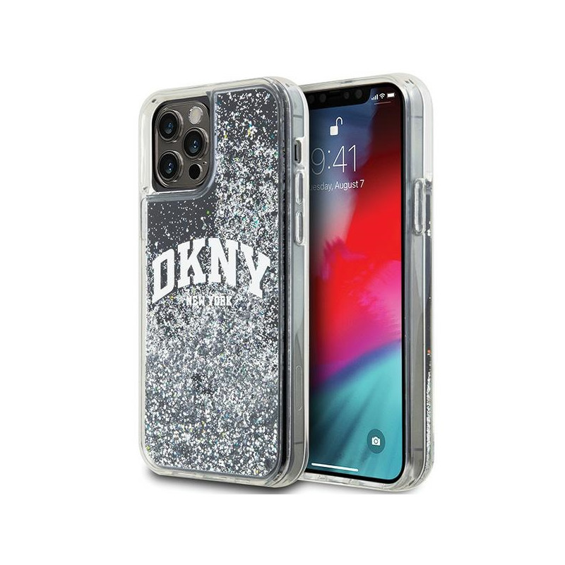 DKNY Liquid Glitter Big Logo dėklas, skirtas iPhone 12 Pro/ 12 - juodas