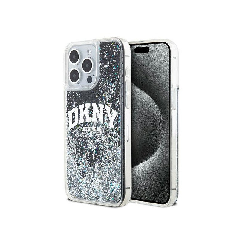 DKNY Liquid Glitter Big Logo dėklas, skirtas iPhone 13 Pro Max - juodas