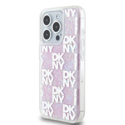 DKNY Liquid Glitter Multilogo dėklas iPhone 15 Pro - rožinis