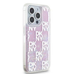 DKNY Liquid Glitter Multilogo dėklas iPhone 15 Pro - rožinis