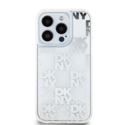 DKNY Liquid Glitter Multilogo dėklas iPhone 15 Pro - baltas