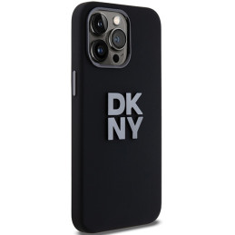 DKNY Liquid Silicone Metal Logo dėklas iPhone 15 Pro - juodas