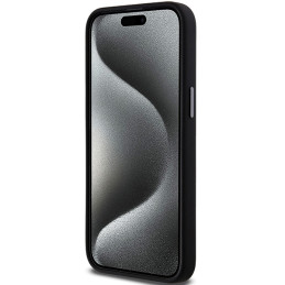 DKNY Liquid Silicone Metal Logo dėklas iPhone 15 Pro - juodas