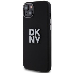 DKNY Liquid Silicone Metal Logo dėklas, skirtas iPhone 15 Plus / 14 Plus - juodas