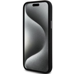 DKNY Liquid Silicone Metal Logo dėklas, skirtas iPhone 15 Plus / 14 Plus - juodas