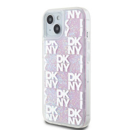 DKNY Liquid Glitter Multilogo dėklas, skirtas iPhone 15 / 14 / 13 - rožinis