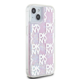 DKNY Liquid Glitter Multilogo dėklas, skirtas iPhone 15 / 14 / 13 - rožinis