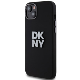 DKNY Liquid Silicone Metal Logo dėklas iPhone 15 / 14 / 13 - juodas