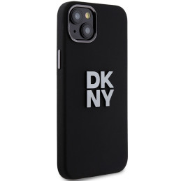DKNY Liquid Silicone Metal Logo dėklas iPhone 15 / 14 / 13 - juodas