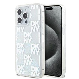 DKNY Liquid Glitter Multilogo dėklas, skirtas iPhone 15 Pro Max - baltas