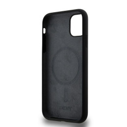 DKNY skysto silikono baltas spausdintas logotipas MagSafe dėklas, skirtas iPhone 11/ Xr – juodas
