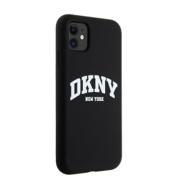 DKNY skysto silikono baltas spausdintas logotipas MagSafe dėklas, skirtas iPhone 11/ Xr – juodas