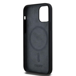 DKNY skysto silikono baltas spausdintas logotipas MagSafe dėklas, skirtas iPhone 12/ 12 Pro – juodas