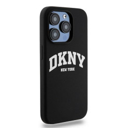 DKNY skysto silikono baltas spausdintas logotipas MagSafe dėklas, skirtas iPhone 13 Pro / 13 – juodas
