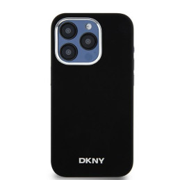 DKNY Liquid Silicone Small Metal Logo MagSafe dėklas iPhone 14 Pro - juodas