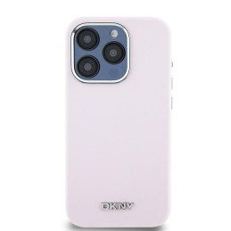 DKNY Liquid Silicone Small Metal Logo MagSafe dėklas iPhone 14 Pro - rožinis