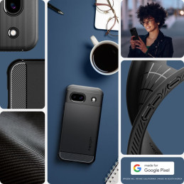 Spigen Rugged Armor dėklas, skirtas Google Pixel 8A – matinė juoda
