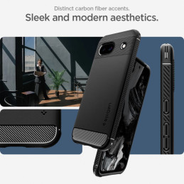 Spigen Rugged Armor dėklas, skirtas Google Pixel 8A – matinė juoda