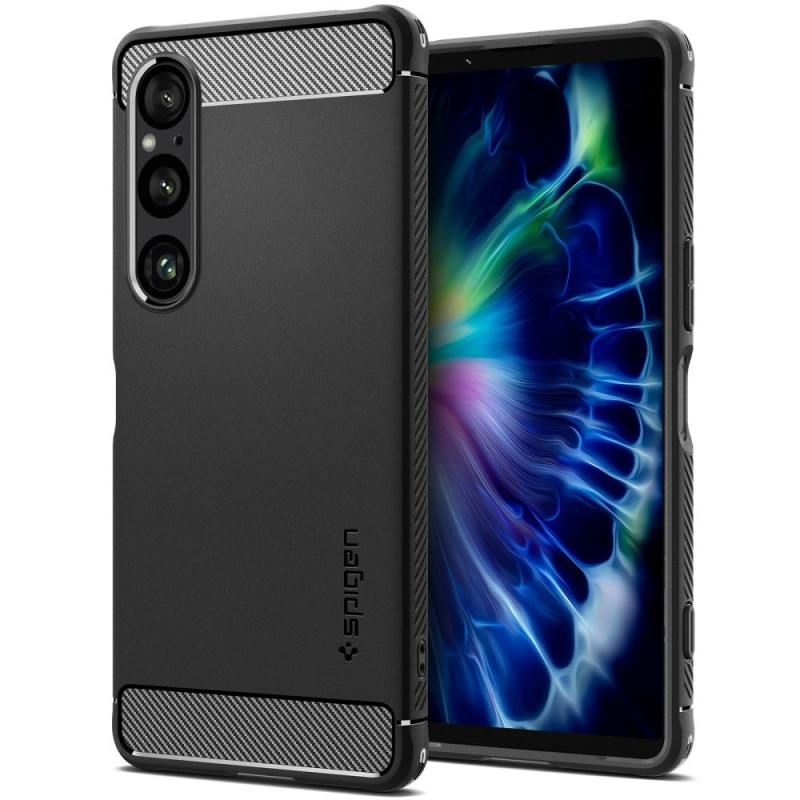 Spigen Rugged Armor dėklas, skirtas Sony Xperia 1 VI - matinė juoda
