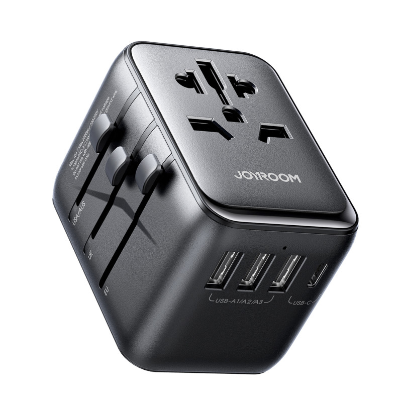 Joyroom JR-TCW01 kelioninis adapteris universalus 17W EU / US / UK / JP / AU / CN - juodas