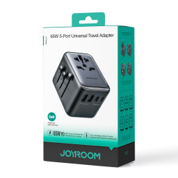 Joyroom JR-TCW02 65W kelioninis adapteris universalus EU/ US/ JP/ AU/ UK/ CN – juodas