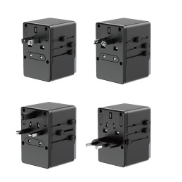 Dudao A65Pro 65W EU / JAV / JP / AUS / JK kelioninis adapteris 2x USB-C 2x USB-A - juodas