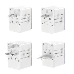 Dudao A65Pro 65W EU / JAV / JP / AUS / JK kelioninis adapteris 2x USB-C 2x USB-A - baltas