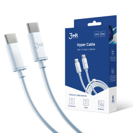 3mk Hyper Cable USB-C / USB-C 100W 2m - baltas