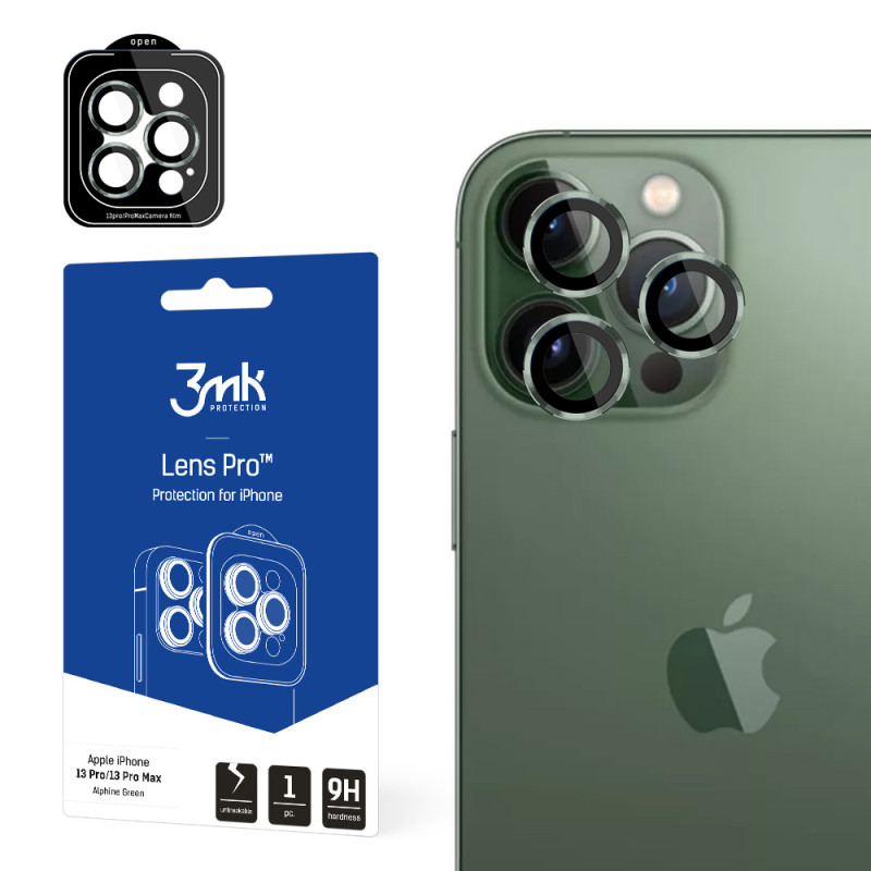 3mk Lens Protection Pro kameros dangtelis, skirtas iPhone 13 Pro / iPhone 13 Pro Max – žalias