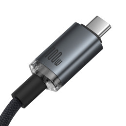 Baseus Crystal Shine CB000089 USB-C / USB-C USB3.2 laidas 100W 20Gbps 1,5m – juodas