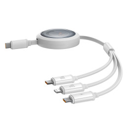 Baseus Free2Draw CB000084 ištraukiamas USB-C - Lightning / USB-C / mikro USB kabelis 100W 1,1m - baltas