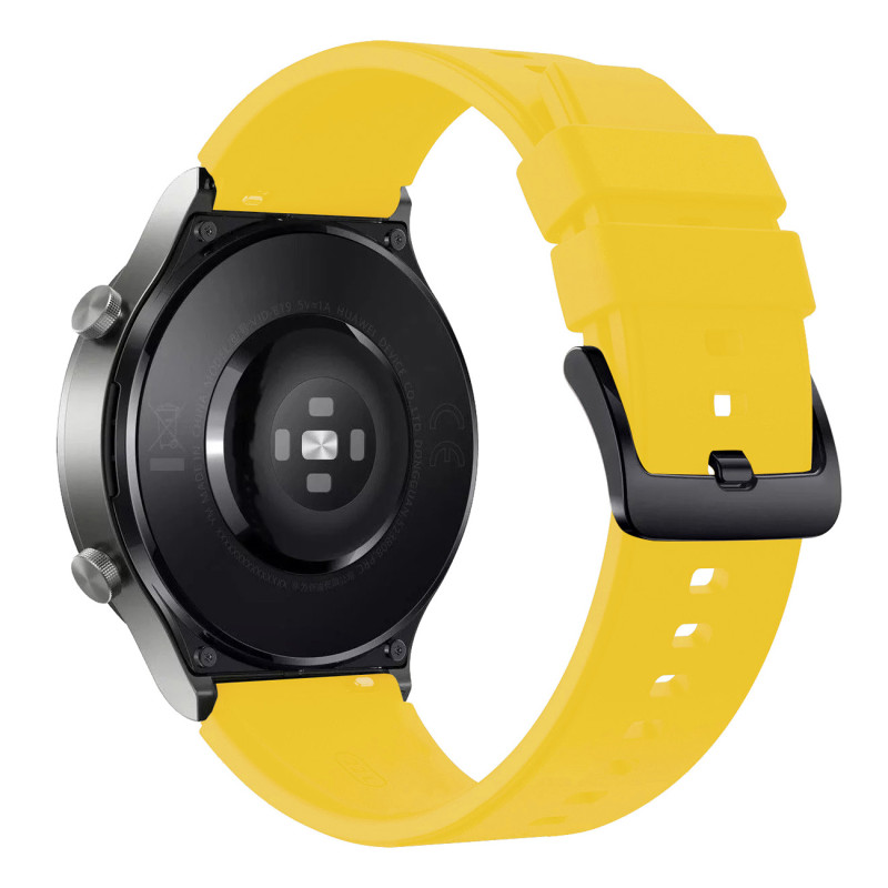 Silikoninis dirželis skirtas Huawei Watch GT 2/ 3/ 4/ 2 Pro/ 3 Pro/ 4 Pro/ GT 2e 46mm – geltonas