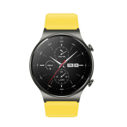 Silikoninis dirželis skirtas Huawei Watch GT 2/ 3/ 4/ 2 Pro/ 3 Pro/ 4 Pro/ GT 2e 46mm – geltonas