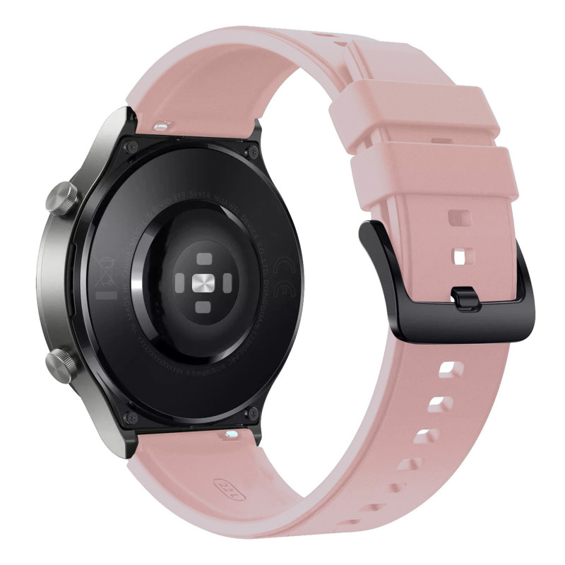 Silikoninis dirželis skirtas Huawei Watch GT 2/ 3/ 4/ 2 Pro/ 3 Pro/ 4 Pro/ GT 2e 46mm - pudros rožinis