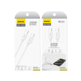 Dudao L4C USB-C / USB-C laidas 30W 2m - baltas