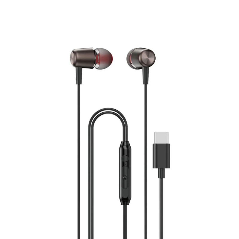 Dudao X1PROT į ausis įdedamos laidinės USB-C ausinės 1,2 m - juodos