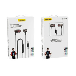 Dudao X1PROT į ausis įdedamos laidinės USB-C ausinės 1,2 m - juodos