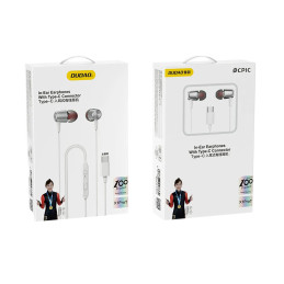 Dudao X1PROT į ausis įdedamos laidinės USB-C ausinės 1,2 m - baltos