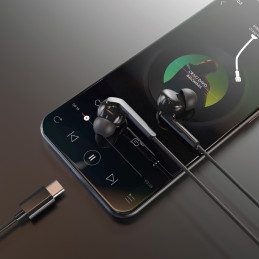 Dudao X3C+ laidinės USB-C ausinės 1,2m – juodos