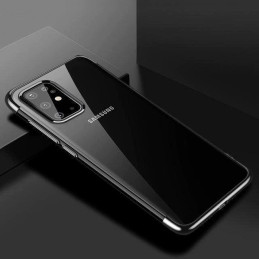 Skaidrios spalvos gelinis dėklas su metaliniu rėmeliu, skirtas Samsung Galaxy A72 4G black