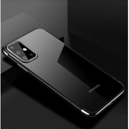 Skaidrios spalvos gelinis dėklas su metaliniu rėmeliu, skirtas Samsung Galaxy A72 4G black