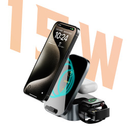 Dudao A11Pro+ indukcinis įkroviklis 15W 3in1 telefonui / išmaniajam laikrodžiui / ausinėms - juodas